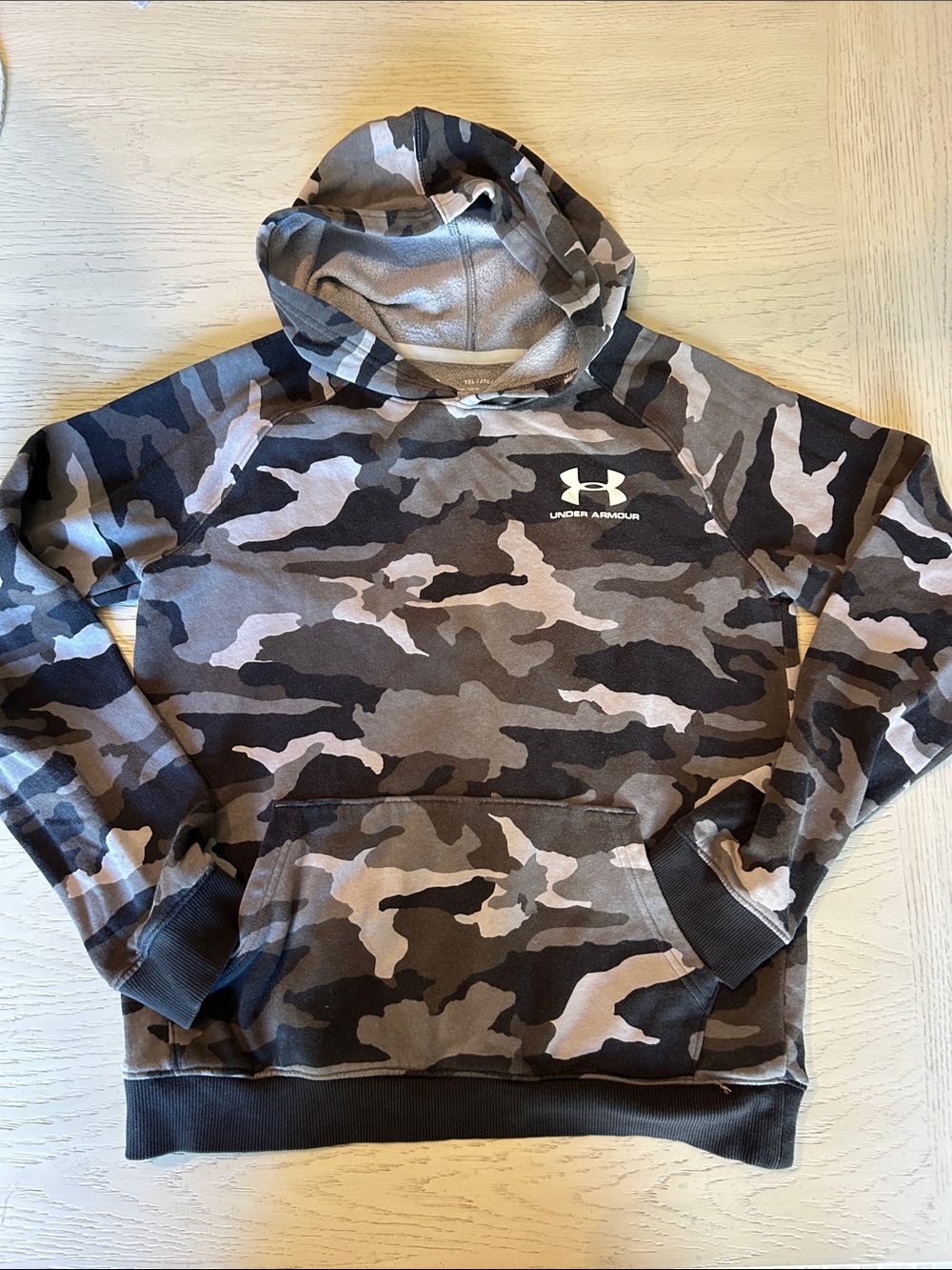 Under Armour Coldgear Loose Kids Gray & Black Camo Hoodie
